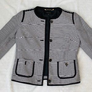 Talbots Black and White Striped Blazer